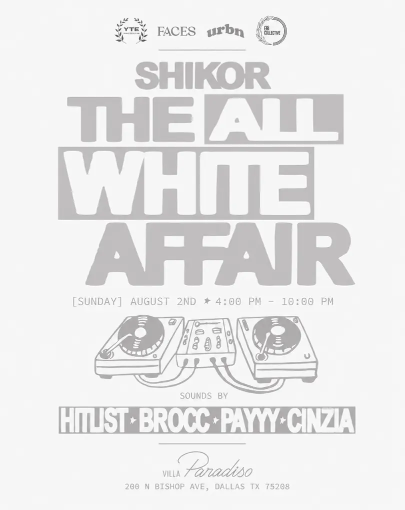 SHIKOR All White Day Party flyer — ERI FEST 2026 Dallas